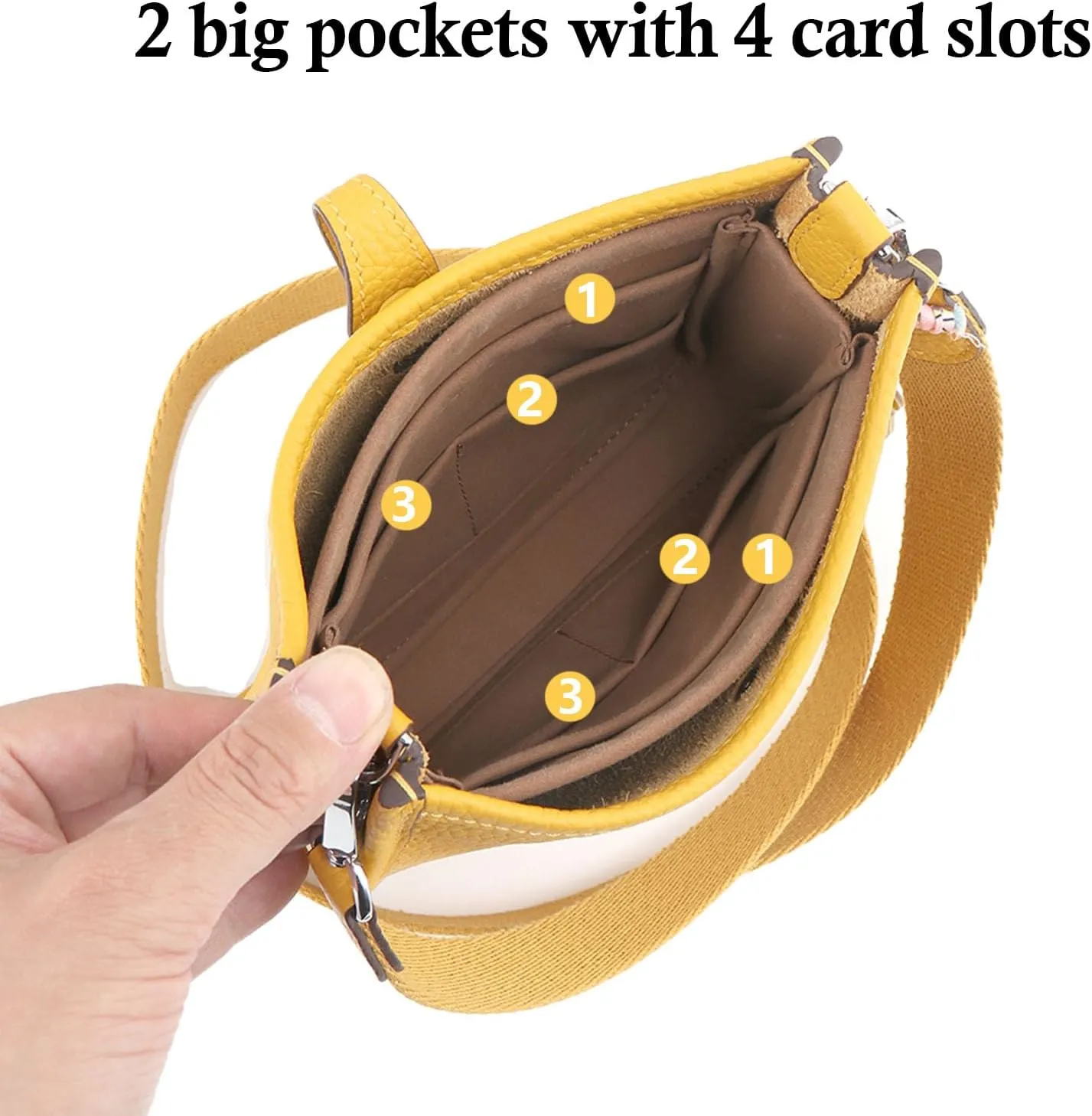 Purse Insert Organizer for Hermes Evelyne TPM, Mini Organizer Handbag Liner (Brown, Evelyne 16 TPM)