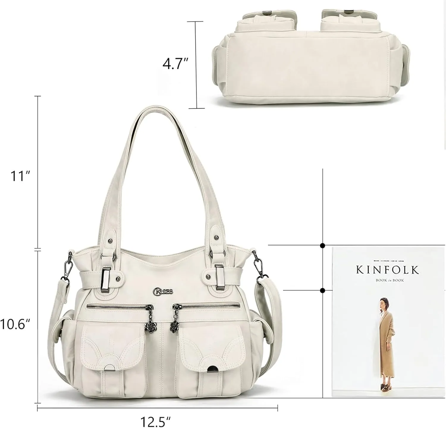 Purses and Handbags for Women Large Hobo Shoulder Bags Soft PU Leather Multi-Pocket Tote Bag