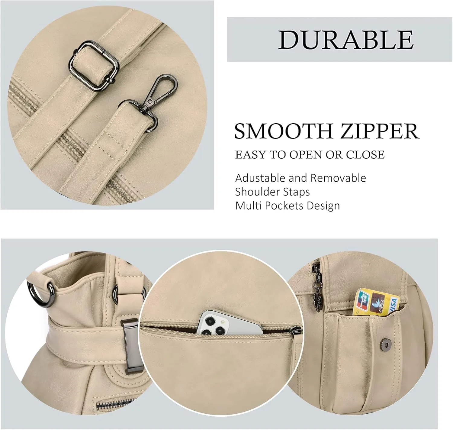 Purses and Handbags for Women Large Hobo Shoulder Bags Soft PU Leather Multi-Pocket Tote Bag