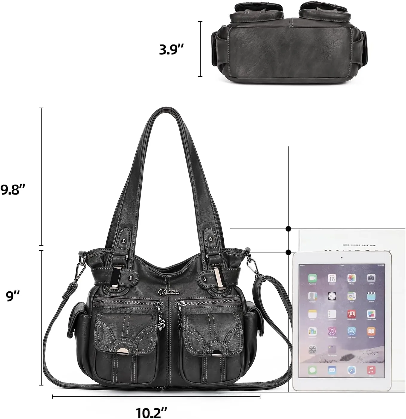 Purses and Handbags for Women Large Hobo Shoulder Bags Soft PU Leather Multi-Pocket Tote Bag