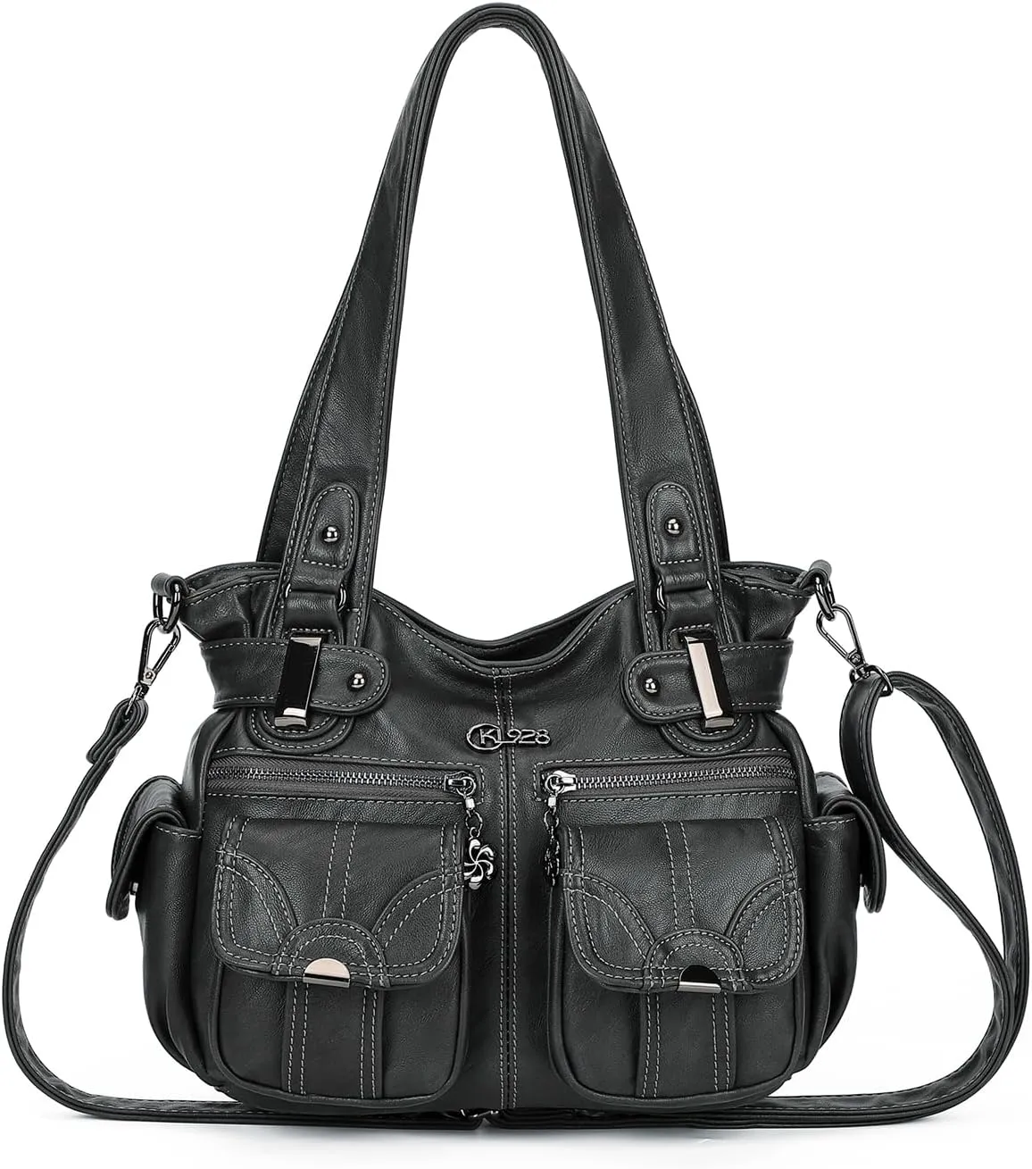 Purses and Handbags for Women Large Hobo Shoulder Bags Soft PU Leather Multi-Pocket Tote Bag