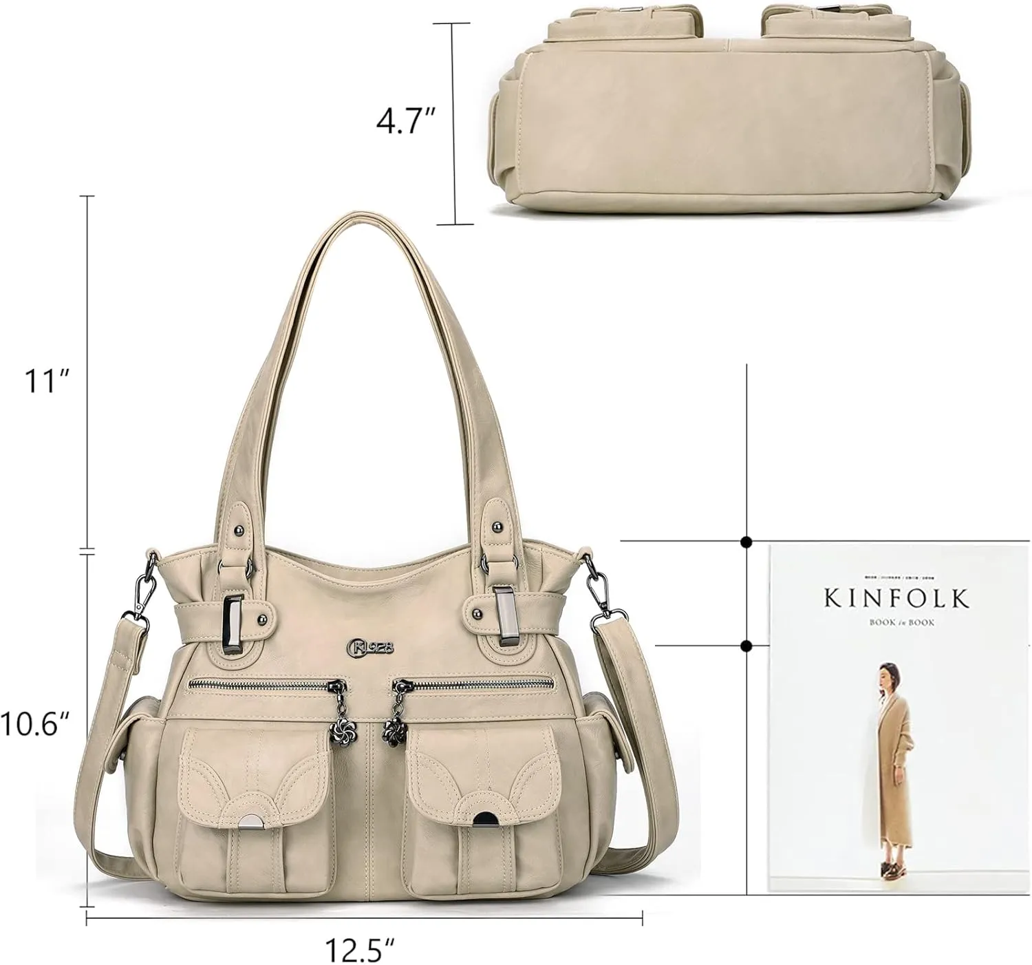 Purses and Handbags for Women Large Hobo Shoulder Bags Soft PU Leather Multi-Pocket Tote Bag