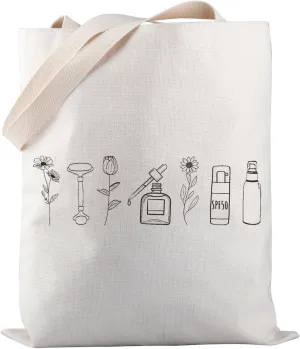 PWHAOO Skin Care Professional Tote Bag Floral Esthetician Tote Bag Floral Esthetician Graduation Gift