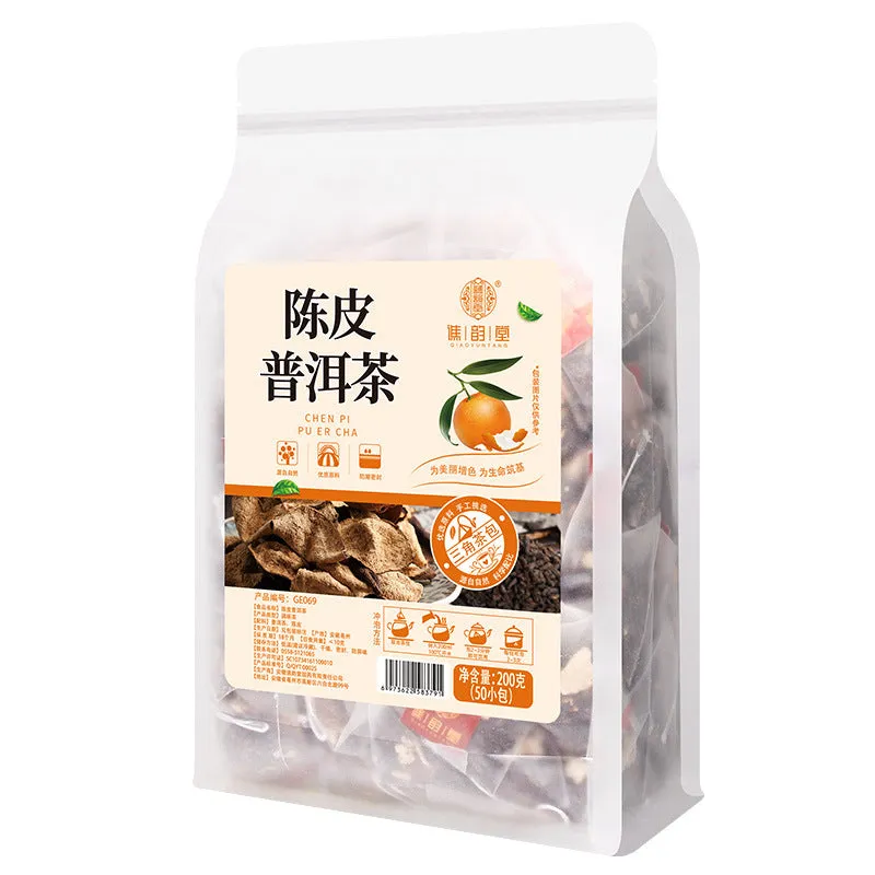Qiaoyun Tang | Tangerine Peel Pu'er Tea | 50 Triangle Tea Bags | Convenient Bulk Pack