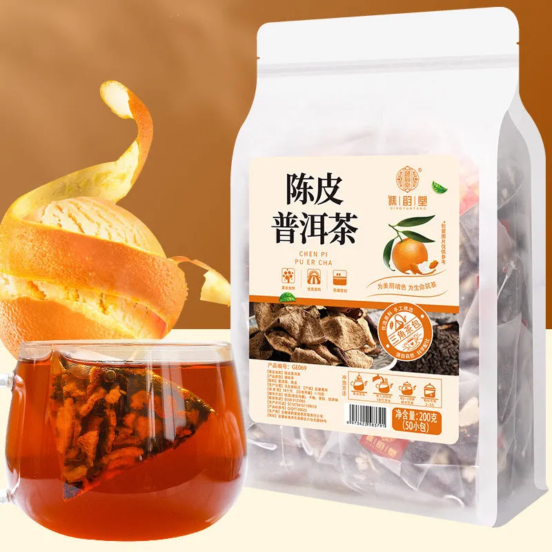 Qiaoyun Tang | Tangerine Peel Pu'er Tea | 50 Triangle Tea Bags | Convenient Bulk Pack