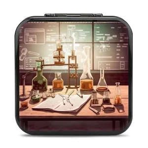 QMNBTES Chemistry Lab Switch Game Case Switch Game Holder Cartridge Case Storage 24 Games & 2 Micro Sd Card Slots, Travel Carry Cases, Portable Games Card Storage, Hard Shell, Buckle Closure