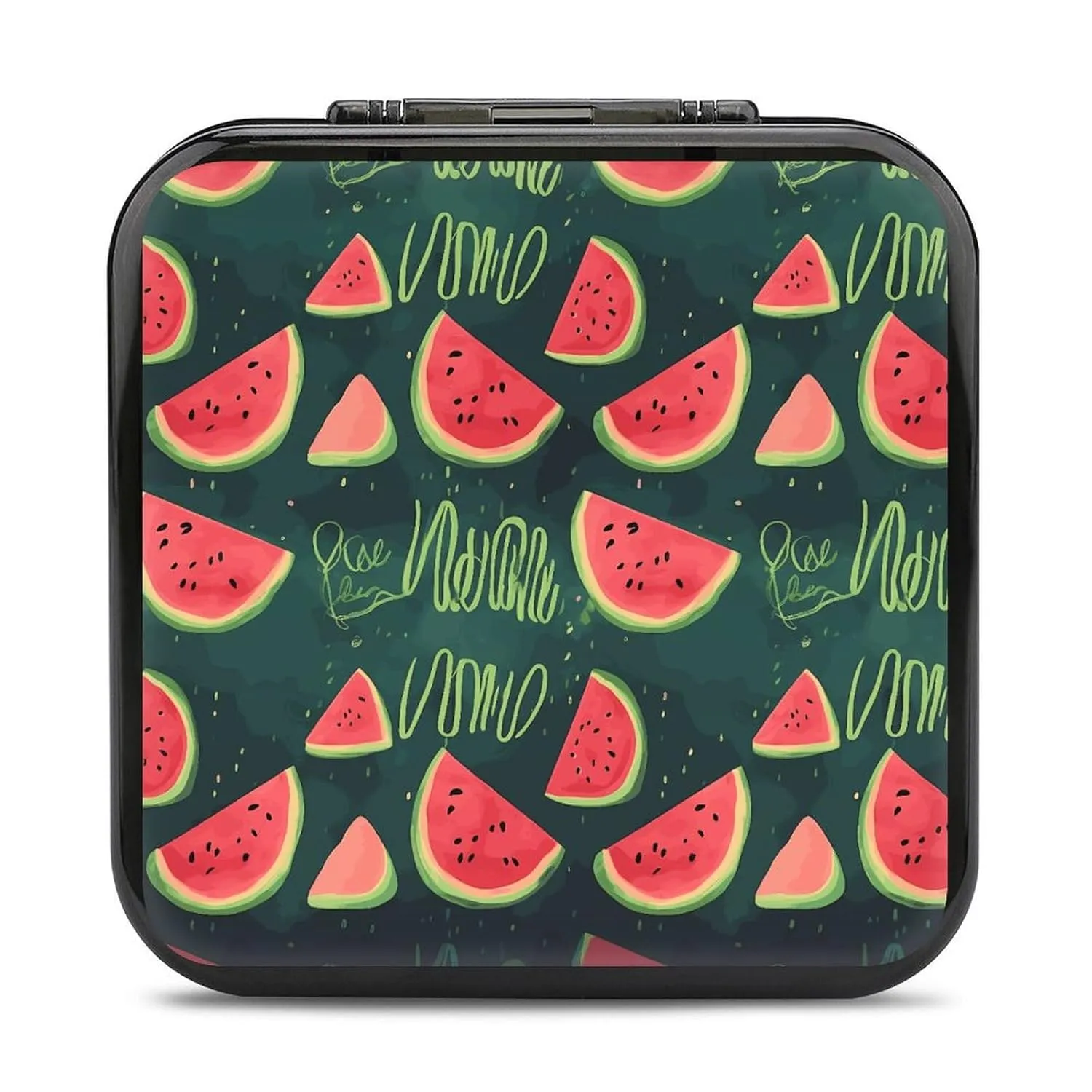 QMNBTES in A Melon Switch Game Case Switch Game Holder Cartridge Case Storage 24 Games & 2 Micro Sd Card Slots, Travel Carry Cases, Portable Games Card Storage, Hard Shell, Buckle Closure