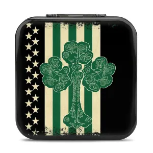 QMNBTES Irish Flag Switch Game Case Switch Game Holder Cartridge Case Storage 24 Games & 2 Micro Sd Card Slots, Travel Carry Cases, Portable Games Card Storage, Hard Shell, Buckle Closure