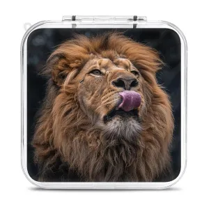 QMNBTES Lion Sticks Out Tongue Switch Game Case Switch Game Holder Cartridge Case Storage 12 Games & 2 Micro Sd Card Slots, Travel Carry Cases, Portable Games Card Storage, Hard Shell, Buckle Closure