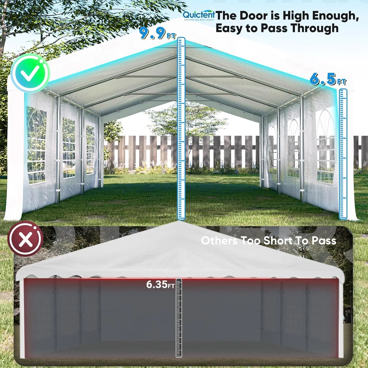 Quictent 16x20ft Party Tent Heavy Duty Outdoor Canopy Tent Carport Wedding Event Shelter BBQ Wedding Tents for Parties with Storage Bags(Church)