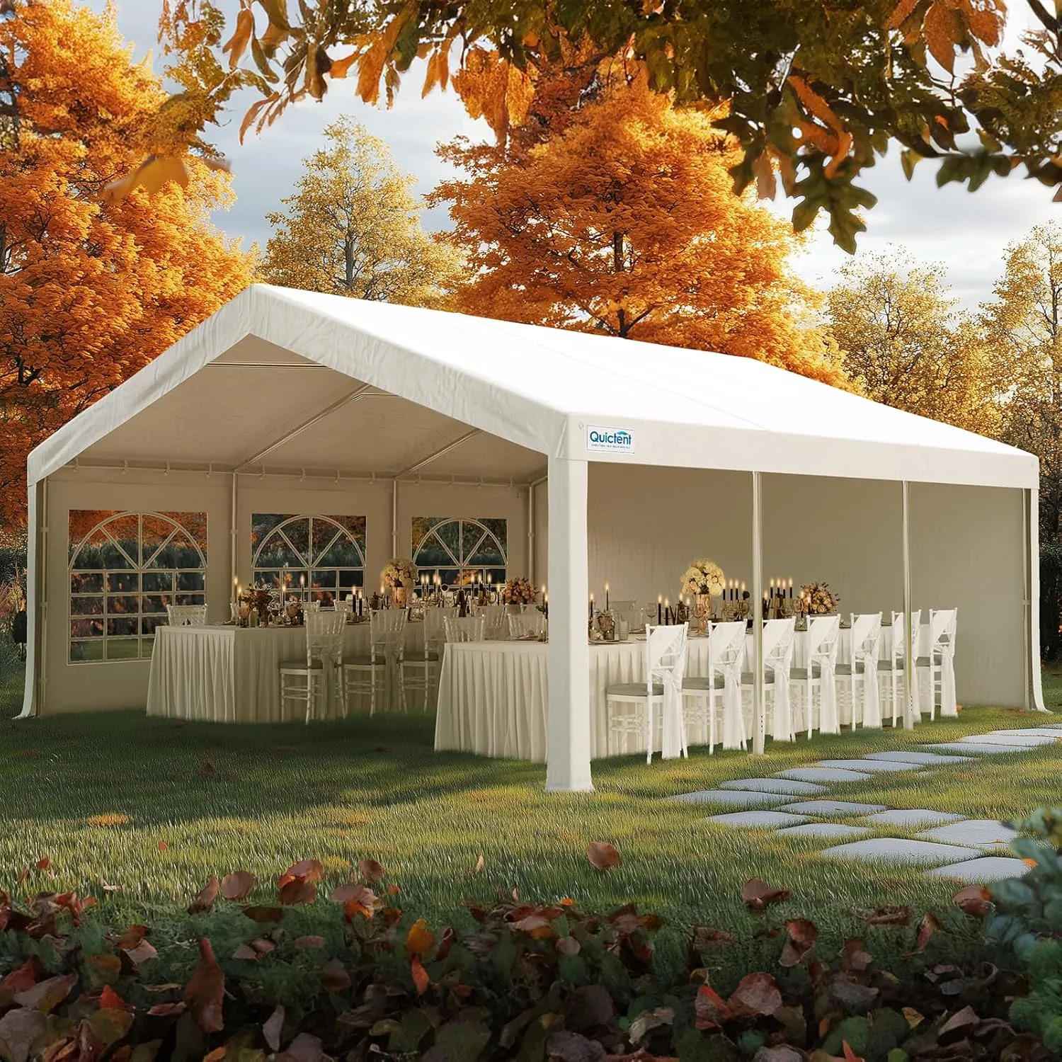 Quictent 16x20ft Party Tent Heavy Duty Outdoor Canopy Tent Carport Wedding Event Shelter BBQ Wedding Tents for Parties with Storage Bags(Church)