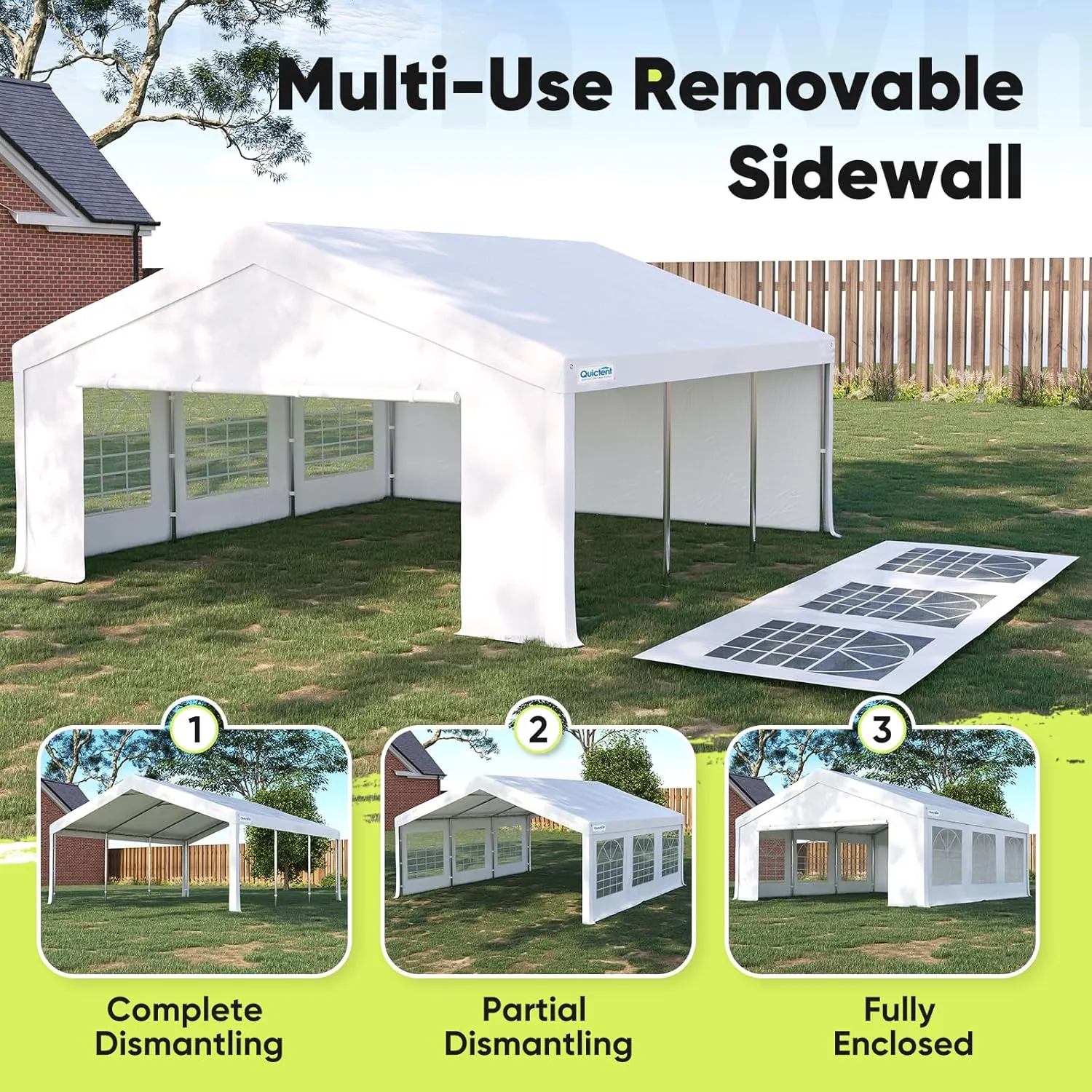 Quictent 16x20ft Party Tent Heavy Duty Outdoor Canopy Tent Carport Wedding Event Shelter BBQ Wedding Tents for Parties with Storage Bags(Church)