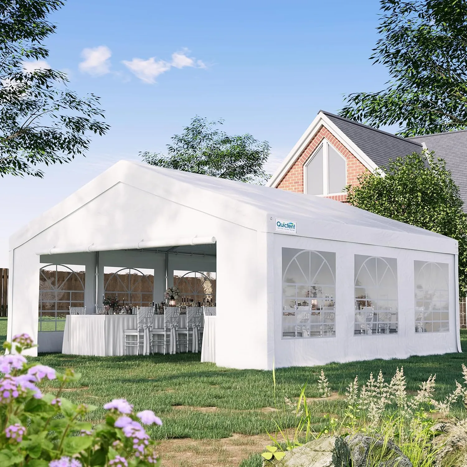 Quictent 16x20ft Party Tent Heavy Duty Outdoor Canopy Tent Carport Wedding Event Shelter BBQ Wedding Tents for Parties with Storage Bags(Church)