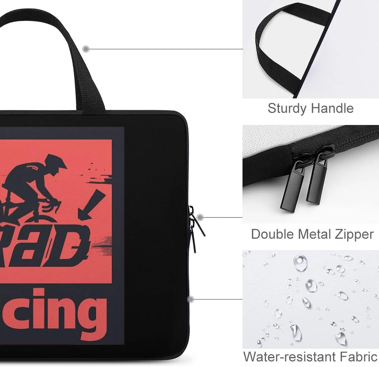 Rad Racing Cycling Bikes Laptop Sleeve Portable Waterproof Computer Bag Pouch Handbag Protective Sleeve