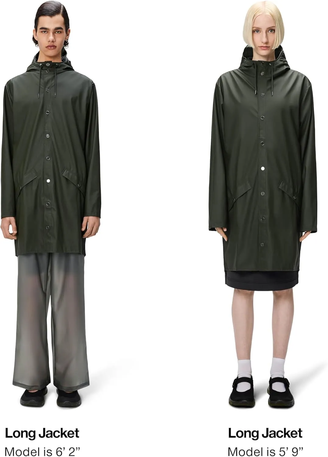 RAINS Long Jacket - Waterproof Jacket for Men and Women - Windproof Lightweight Coat Unisex, 2 Year Product Warranty