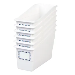 Really Good Stuff Durable Book and Binder Holder - 6pack, White Color, 5 ?" x 12 ?" x 7 ?", Classroom Organization, Storage Solution, Sturdy and Versatile