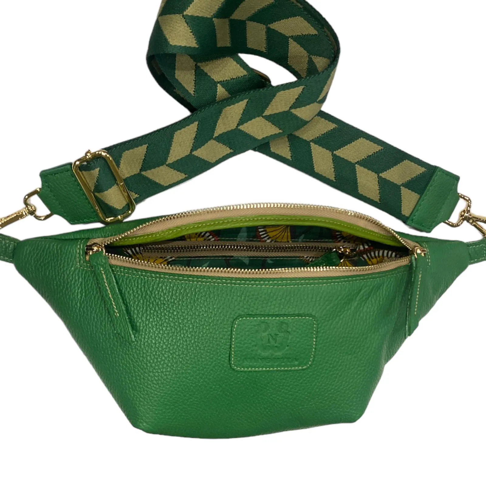 REGULAR.GREEN LEATHER BELT BAG