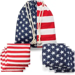 Regulation Cornhole Bean Bags: American Flag Corn Hole Beanbags Toss Game Set 8 Star and Stripes Outdoor Teams Tournament Summer