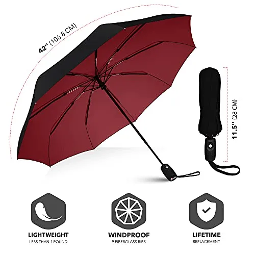 Repel Umbrella Windproof Travel Umbrella - Compact, Light, Automatic, Strong and Portable - Wind Resistant, Small Folding Backpack Umbrella for Rain - Men and Women