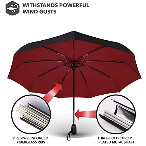 Repel Umbrella Windproof Travel Umbrella - Compact, Light, Automatic, Strong and Portable - Wind Resistant, Small Folding Backpack Umbrella for Rain - Men and Women