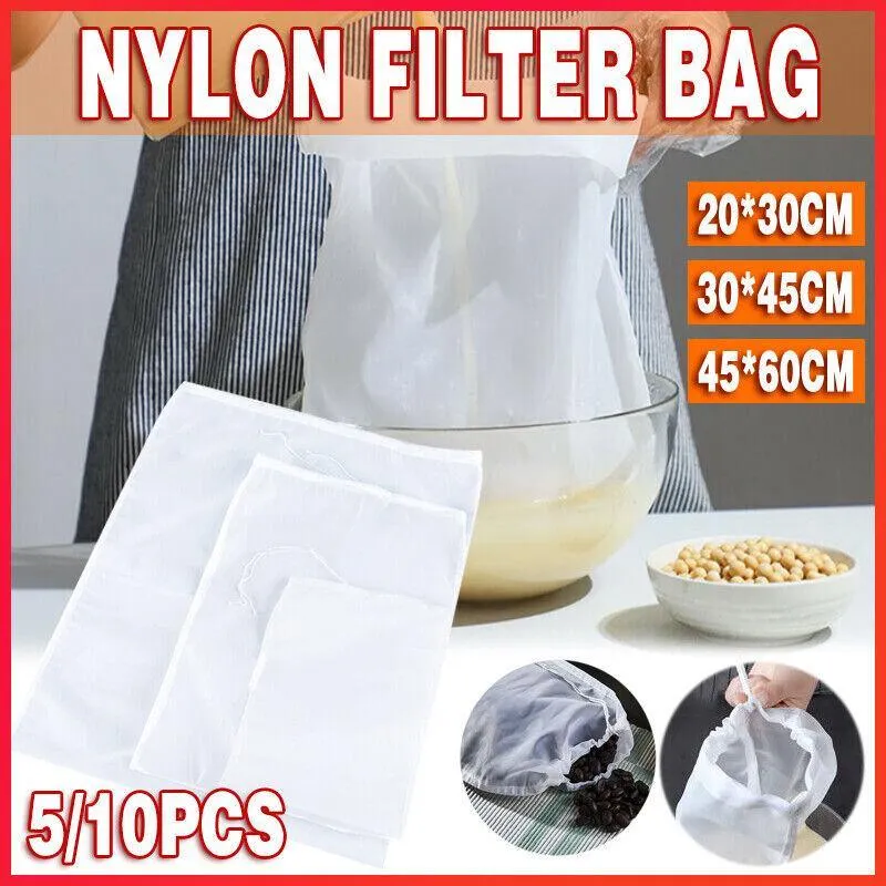 Reusable Nylon Fine Mesh Food Strainer Filter Bag 5-10PCS