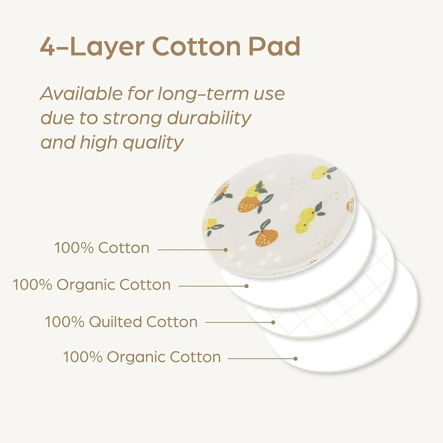 Reusable Pads, Makeup Remover, Organic Cotton Rounds, Pads Facial Rounds Fabric Pouch Laundry Bag (Mandarin)