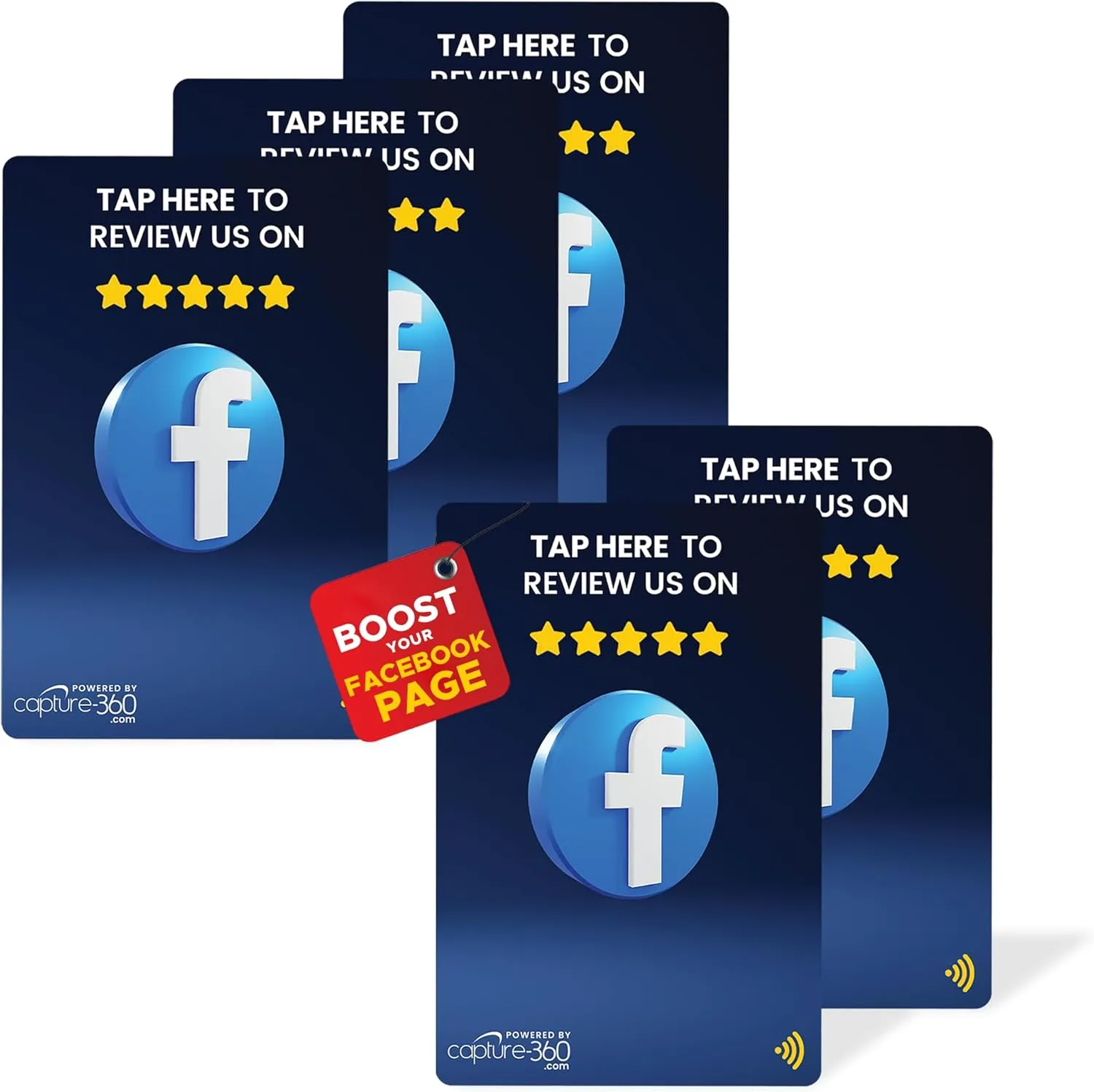Reusable Social Media Card Scan & NFC Activation, Compatible with Facebook - Follower Increase Tool for Influencers and Businesses, Compact and Durable, Easy Setup - Blue Pack of 5