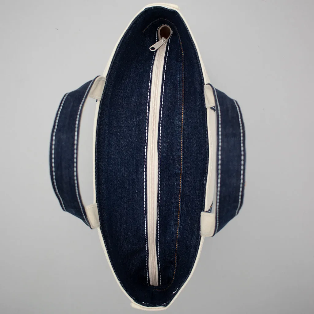 Reused Denim Tote Bag - Dark Indigo