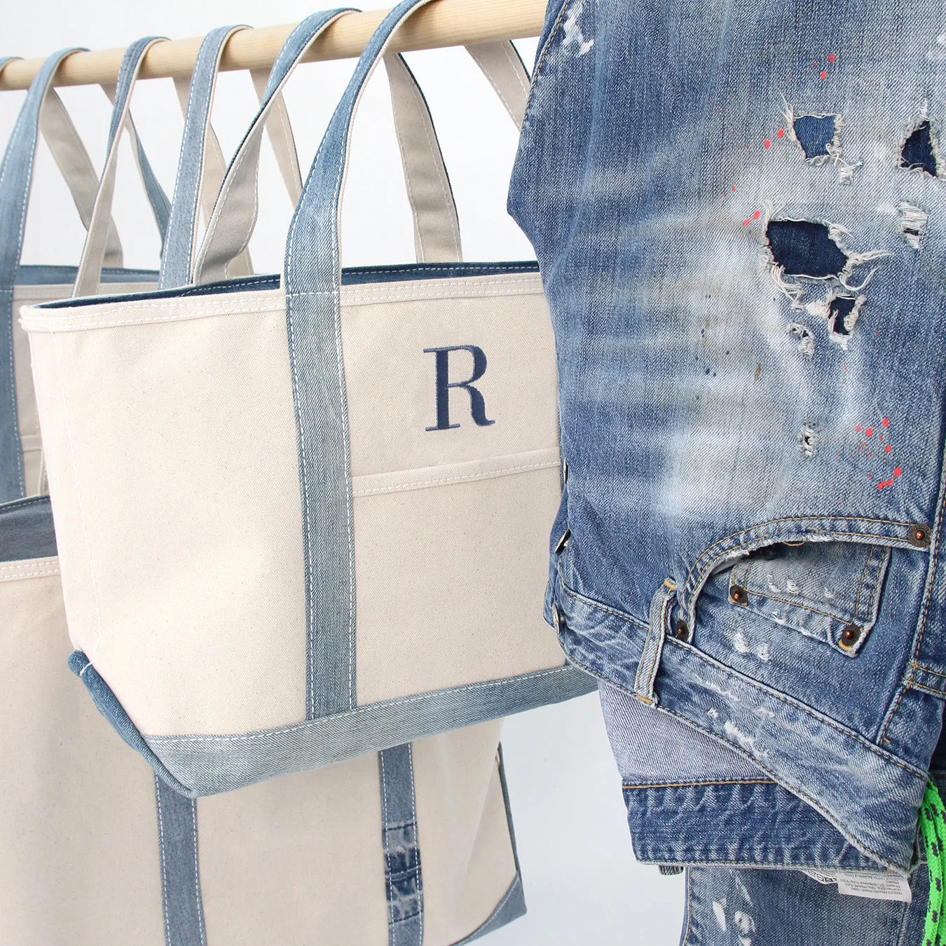 Reused Denim Tote Bag - Light Indigo
