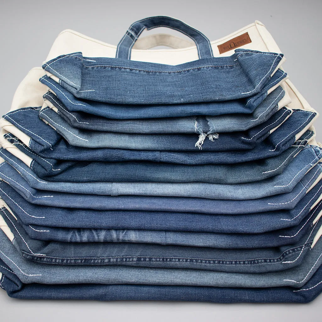 Reused Denim Tote Bag - Medium Indigo