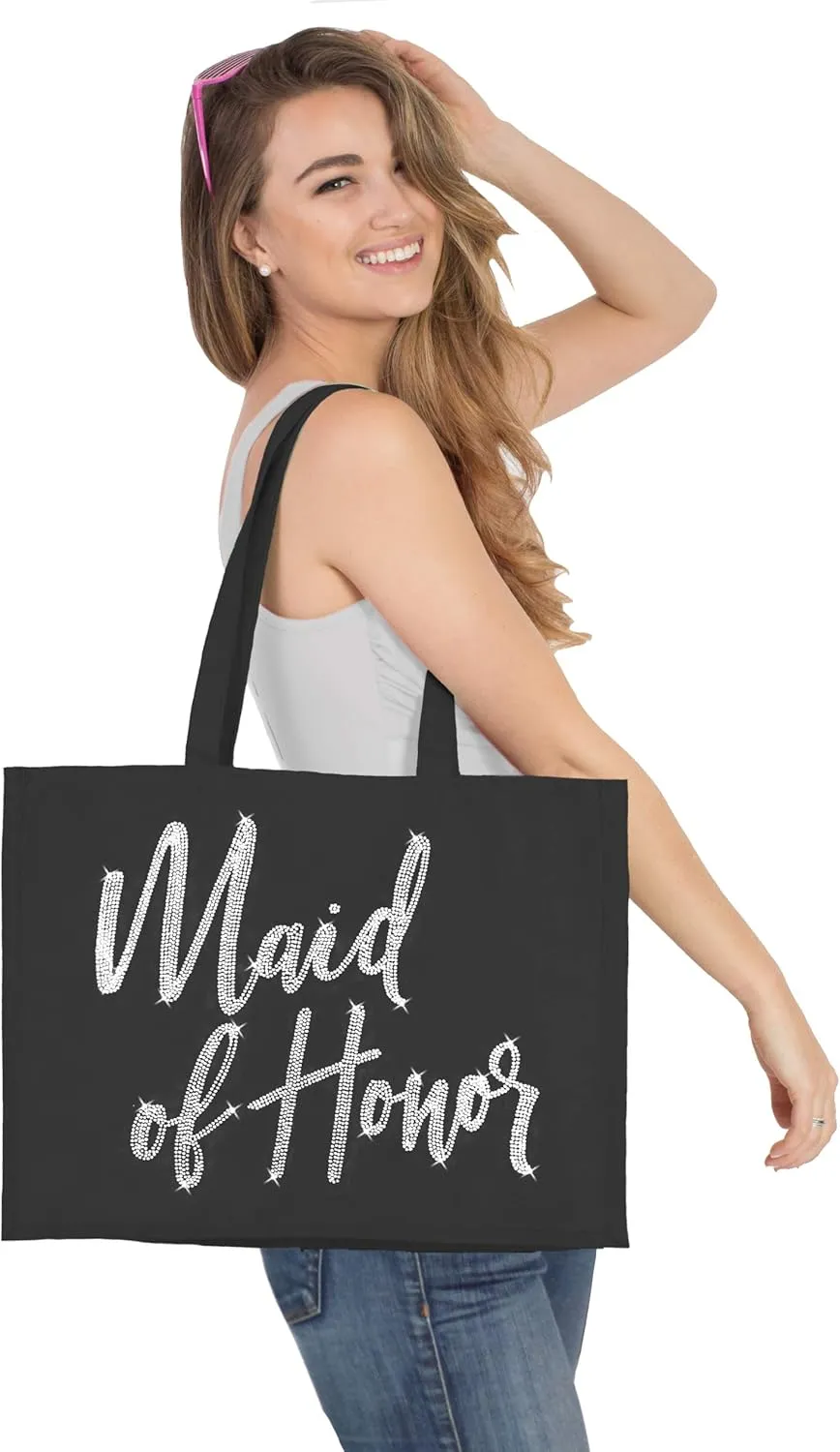 Rhinestone Canvas Bride Tote - Bride to Be Gift Bags JUMBO SIZE 18" x 14" Tote Bag - Tote Bag Bridal Gifts