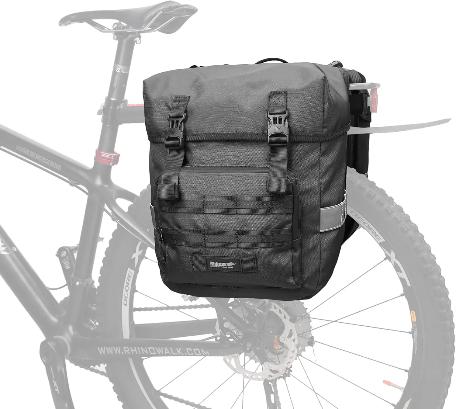 Rhinowalk Bike Pannier Bag 40L Double Pannier Bags Saddle Bags for Rear Rack Bicycles With Carrying Handle With Reflective Trim Professional Cycling Accessories-Black