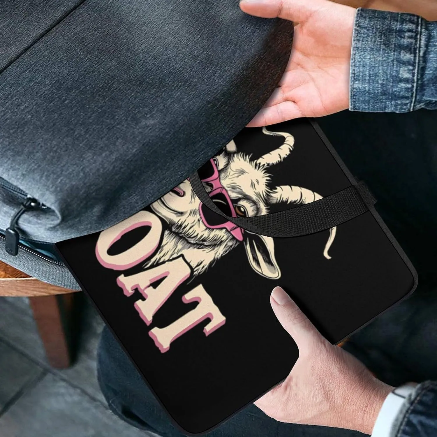 Rock Goat Cool Glasses Laptop Sleeve Portable Waterproof Computer Bag Pouch Handbag Protective Sleeve