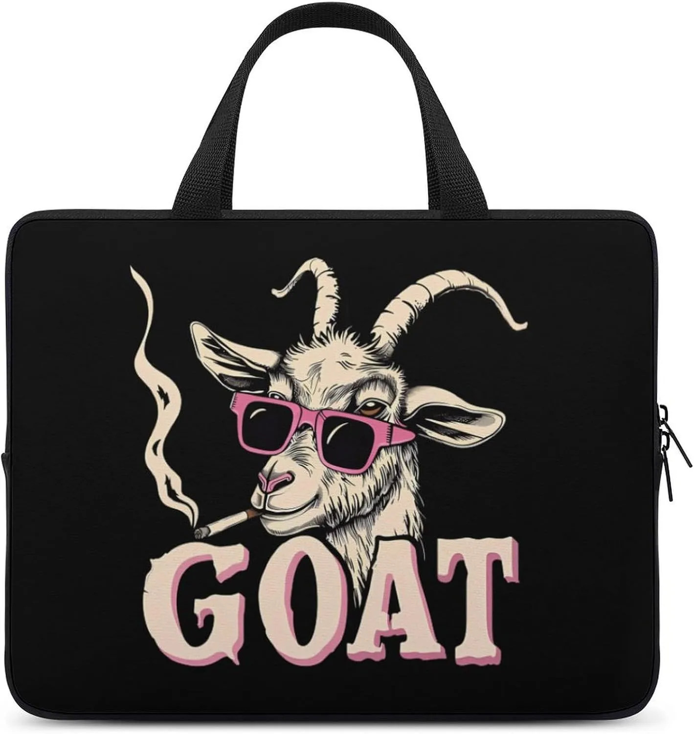 Rock Goat Cool Glasses Laptop Sleeve Portable Waterproof Computer Bag Pouch Handbag Protective Sleeve