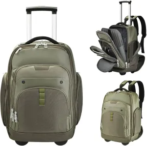 Rolling Laptop Bag with Wheels, Adjustable 13-17.3 Inch Computer Travel Backpack for Men & Women, Wheeled Work Bag, Carry-on Luggage