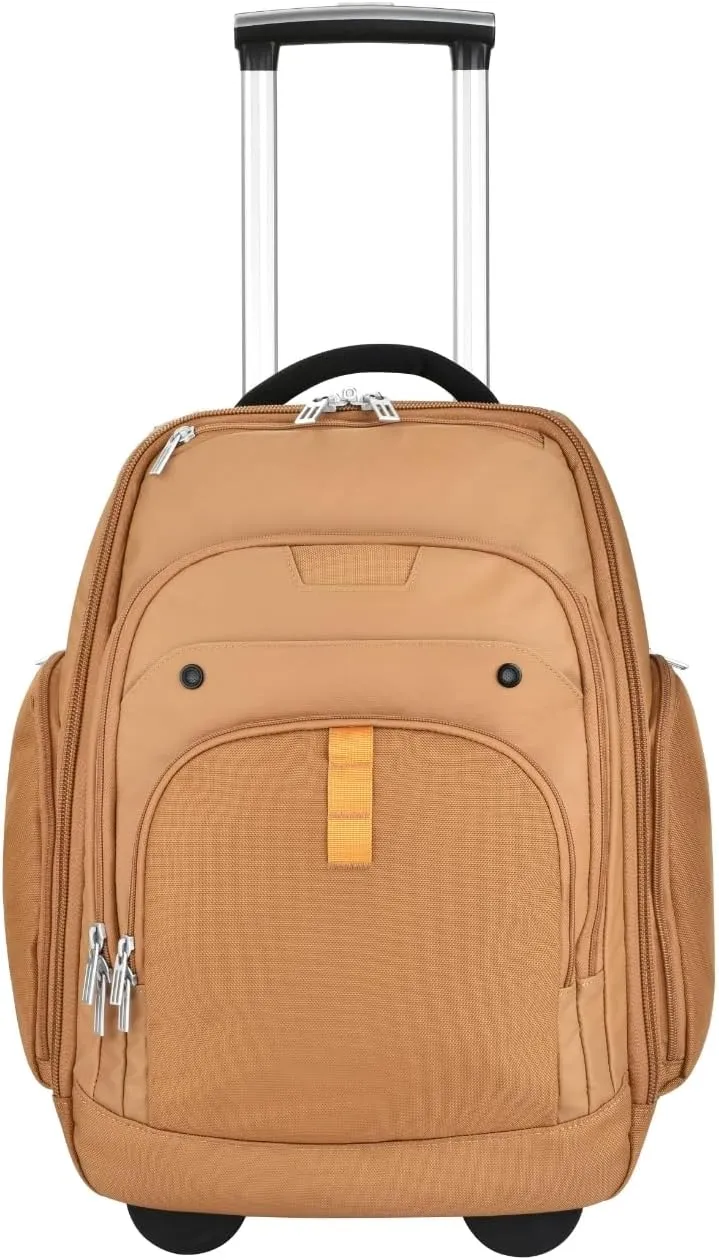 Rolling Laptop Bag with Wheels, Adjustable 13-17.3 Inch Computer Travel Backpack for Men & Women, Wheeled Work Bag, Carry-on Luggage