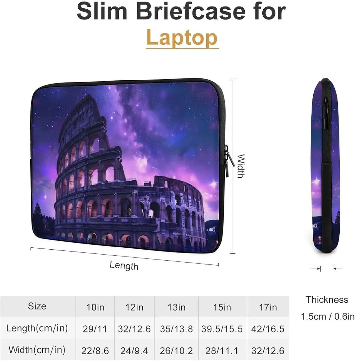 Rome Italy Famous Ancient Landmark Laptop Sleeve Case Protective Computer Bag Carrying Briefcase for Men Women