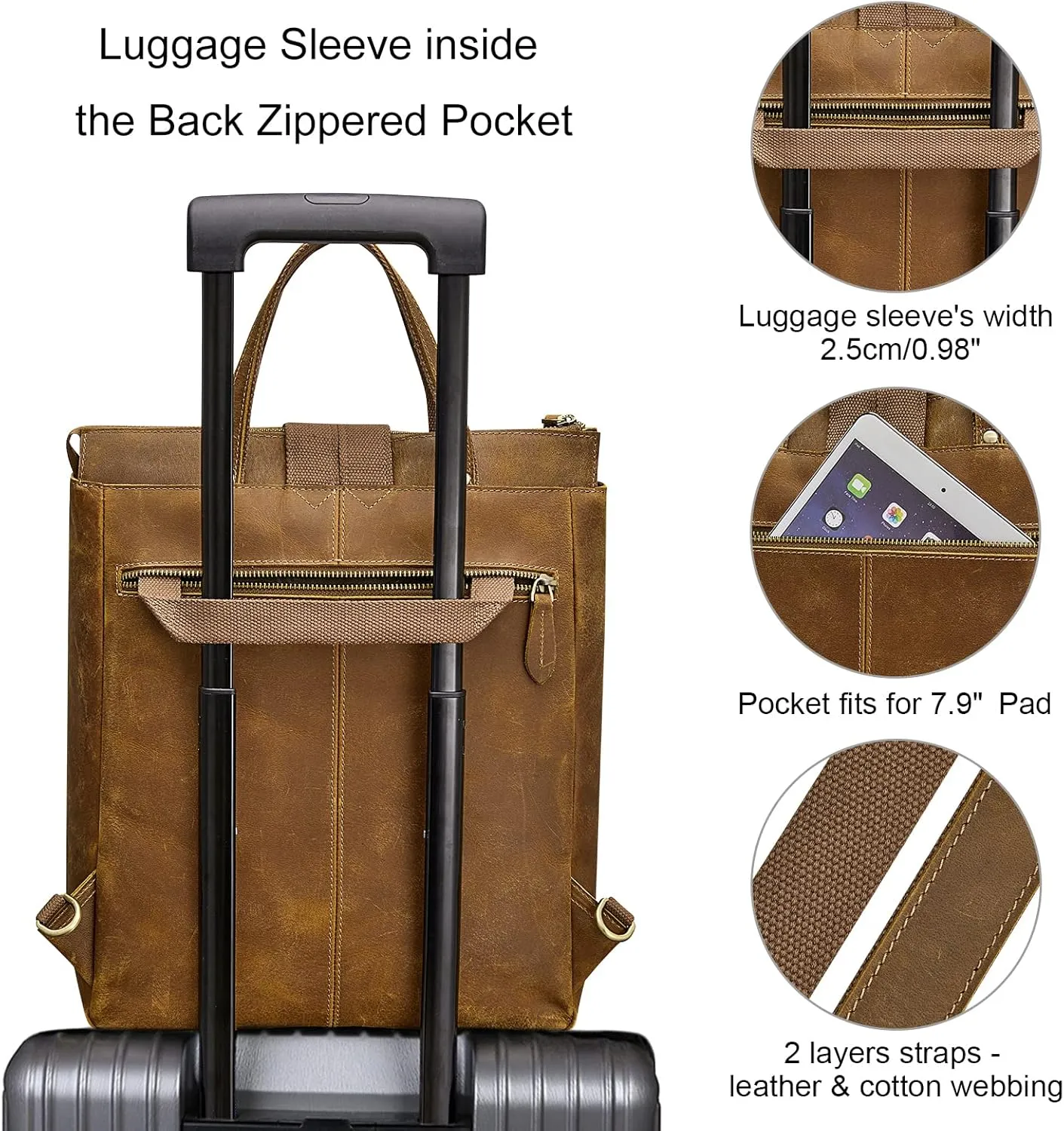 S-ZONE Women Genuine Leather Backpack Purse Retro Top-handle Bags Vintage Totes
