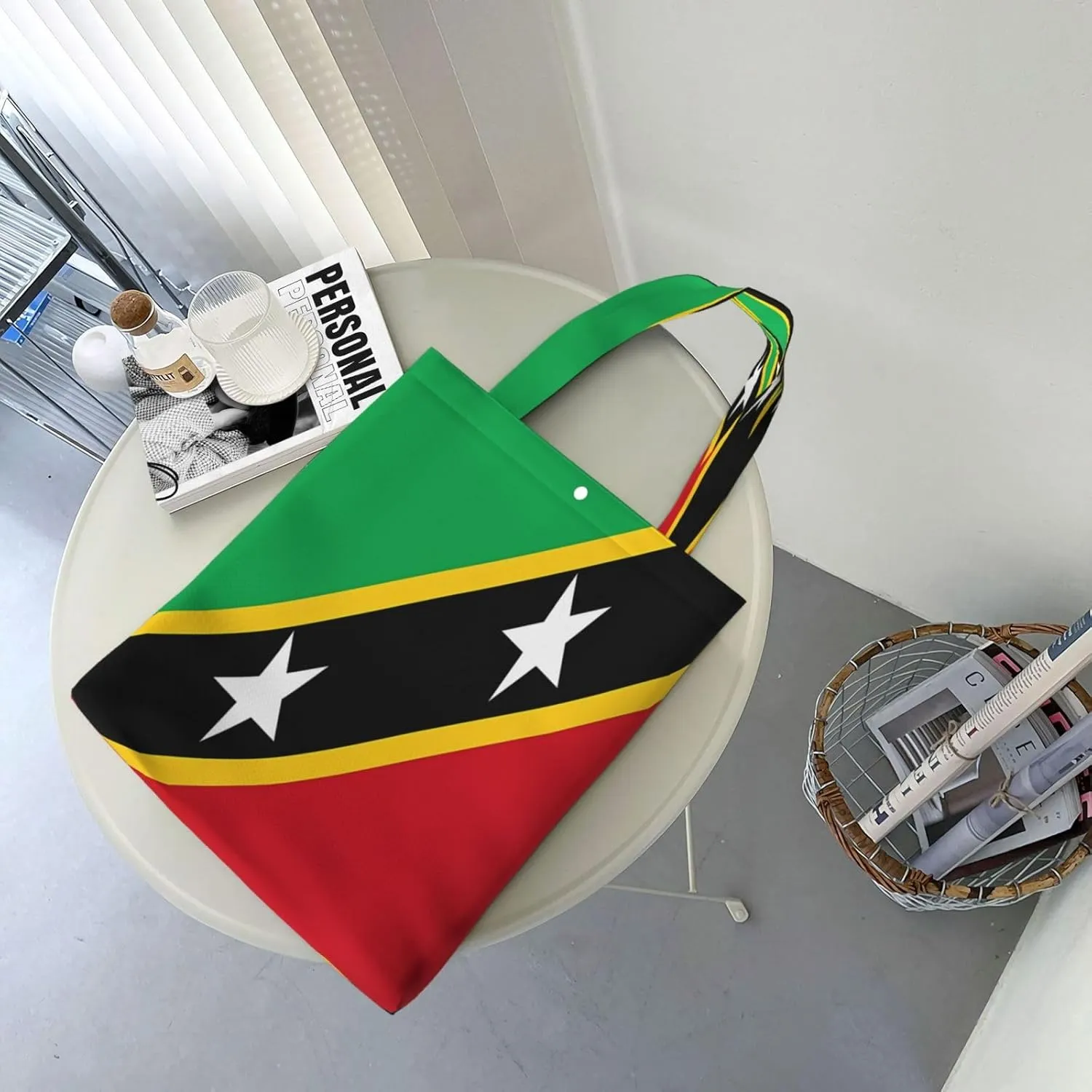 Saint Kitts and Nevis Roots Flag Fingers Print Canvas Totes Bag Shoulder Bags Shopping Crossbody 13.8 X 15.4 inch
