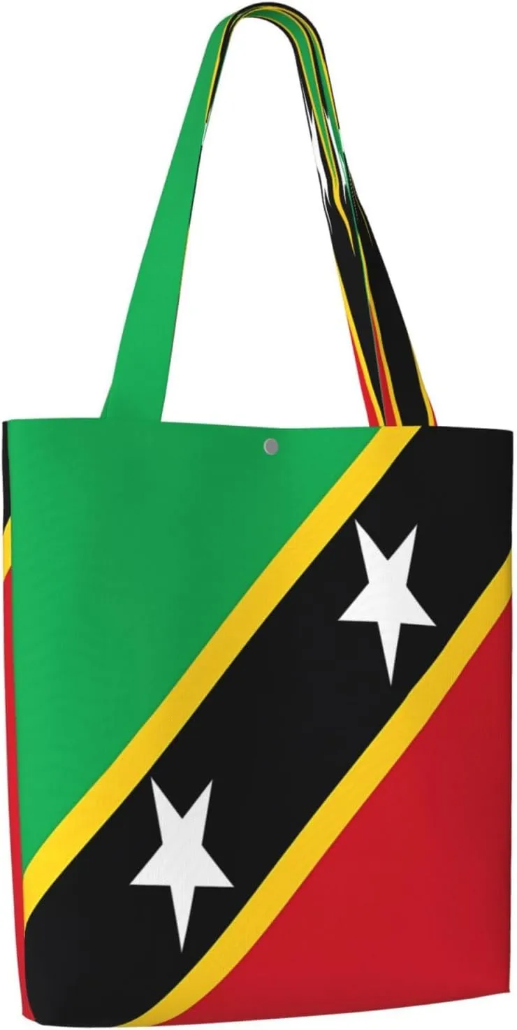 Saint Kitts and Nevis Roots Flag Fingers Print Canvas Totes Bag Shoulder Bags Shopping Crossbody 13.8 X 15.4 inch