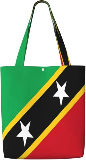 Saint Kitts and Nevis Roots Flag Fingers Print Canvas Totes Bag Shoulder Bags Shopping Crossbody 13.8 X 15.4 inch