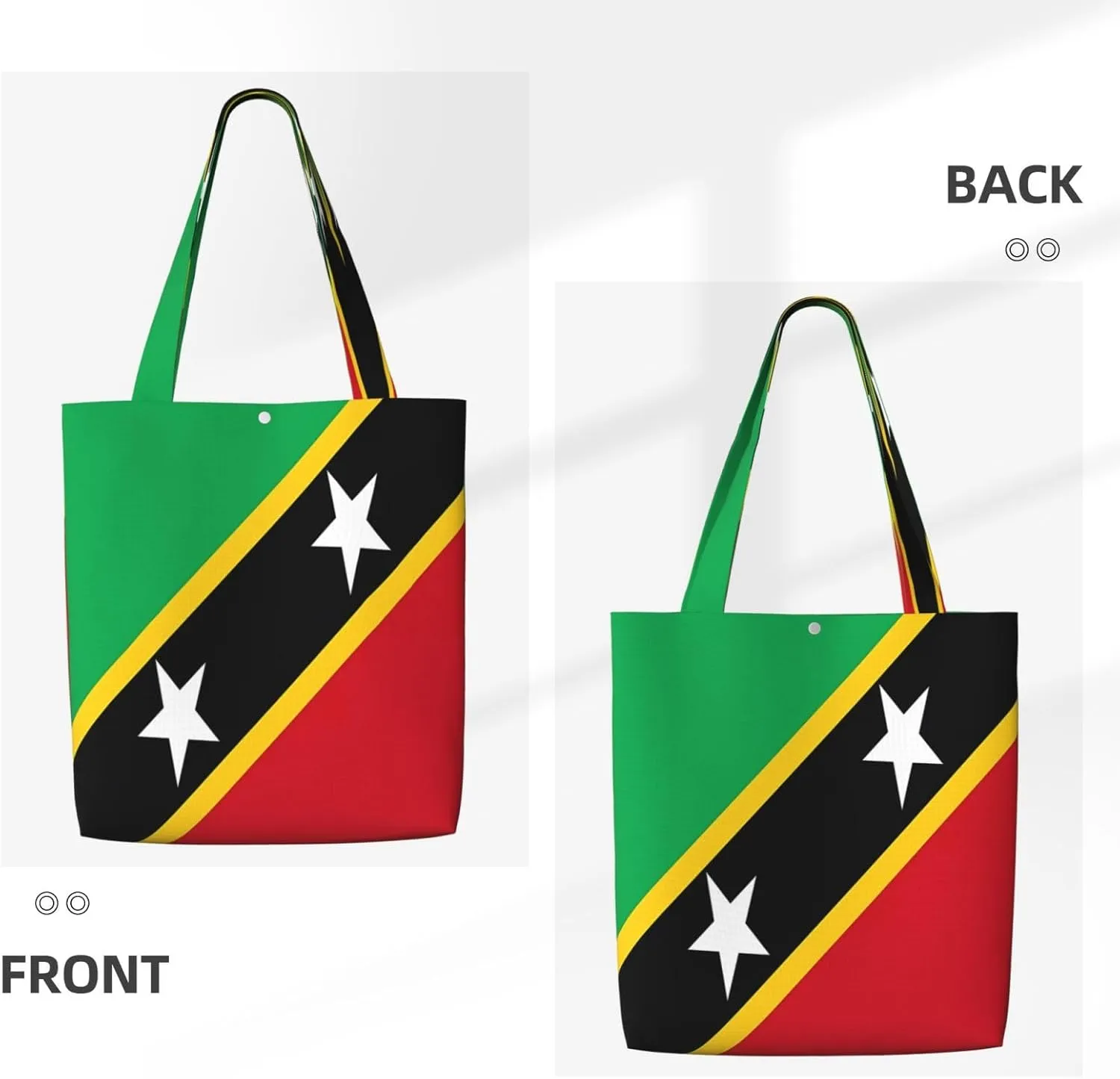 Saint Kitts and Nevis Roots Flag Fingers Print Canvas Totes Bag Shoulder Bags Shopping Crossbody 13.8 X 15.4 inch