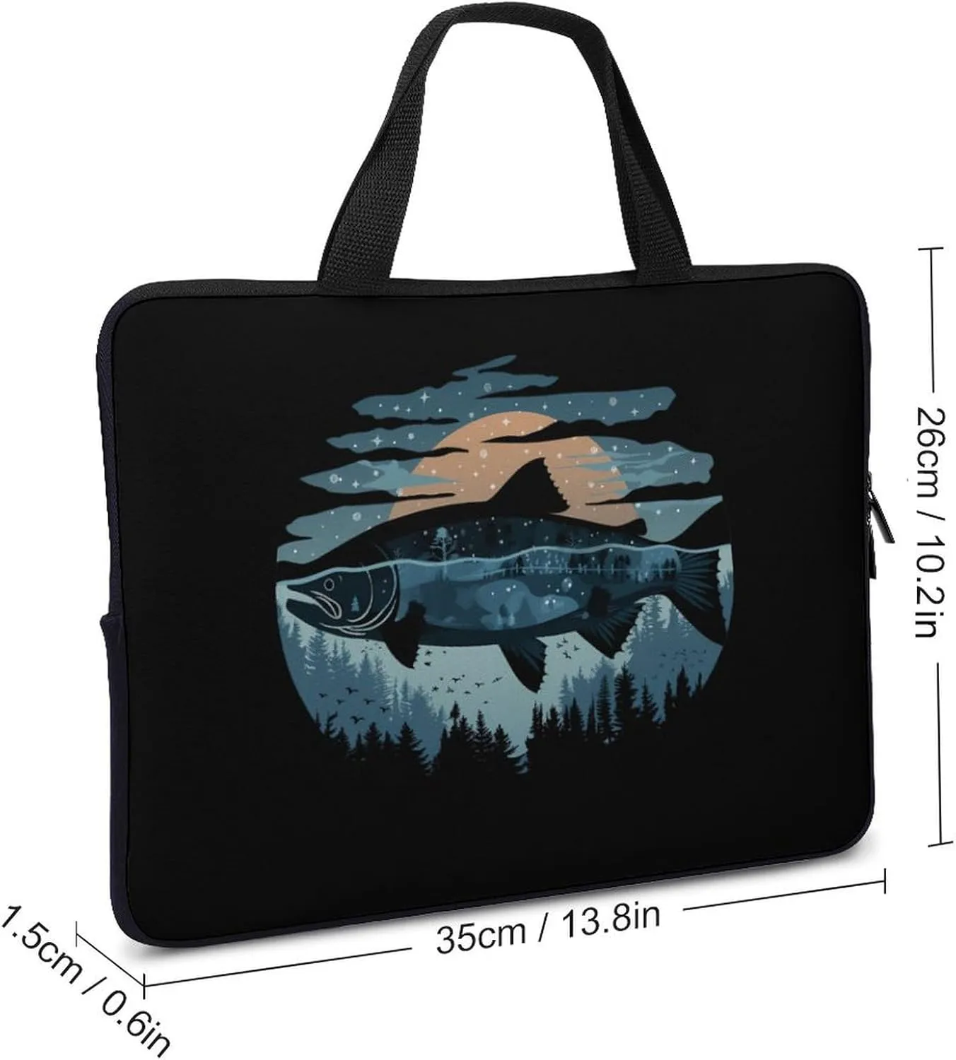 Salmon Fish World Laptop Sleeve Portable Waterproof Computer Bag Pouch Handbag Protective Sleeve