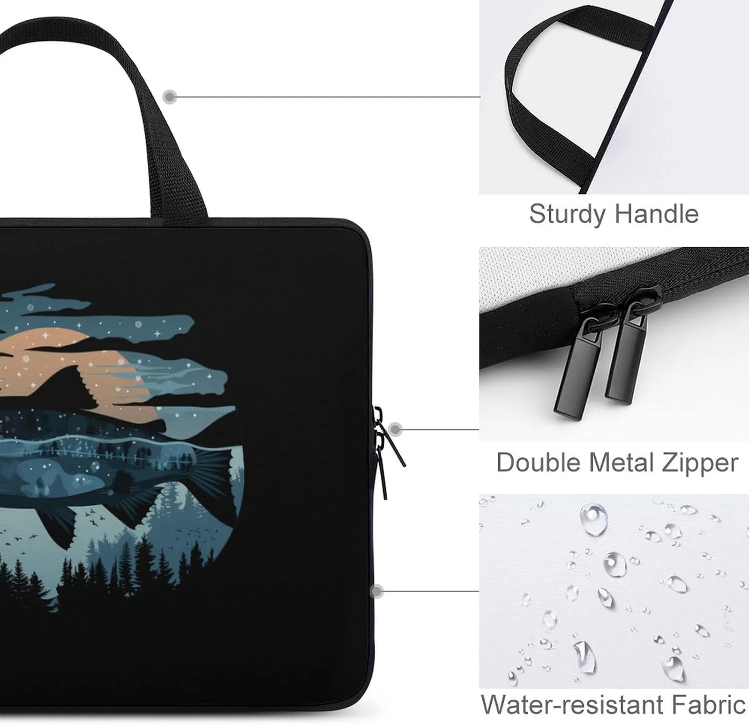 Salmon Fish World Laptop Sleeve Portable Waterproof Computer Bag Pouch Handbag Protective Sleeve