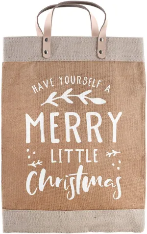 Santa Barbara Design Studio Holiday Collection Waterproof Jute Tote Bag, Large, Merry Christmas