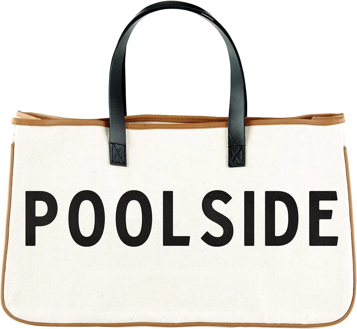 Santa Barbara Design Studio Tote Bag Hold Everything Collection Black and White 100% Cotton Canvas with Leather Handles