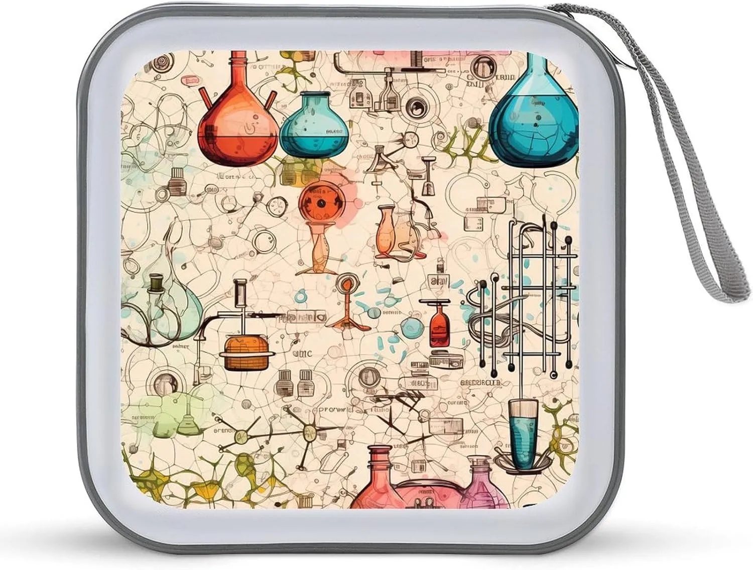 Science Chemical Knowledge CD Collection Bag Portable DVD Disc Storage Organizer Wallet Bag for Home Travel