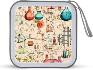 Science Chemical Knowledge CD Collection Bag Portable DVD Disc Storage Organizer Wallet Bag for Home Travel