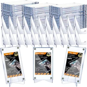 Screw Trading Card Protector with Display Stands Acrylic 35 PT Baseball Card Holder for Football Sports Game Business Display(50 Pcs)
