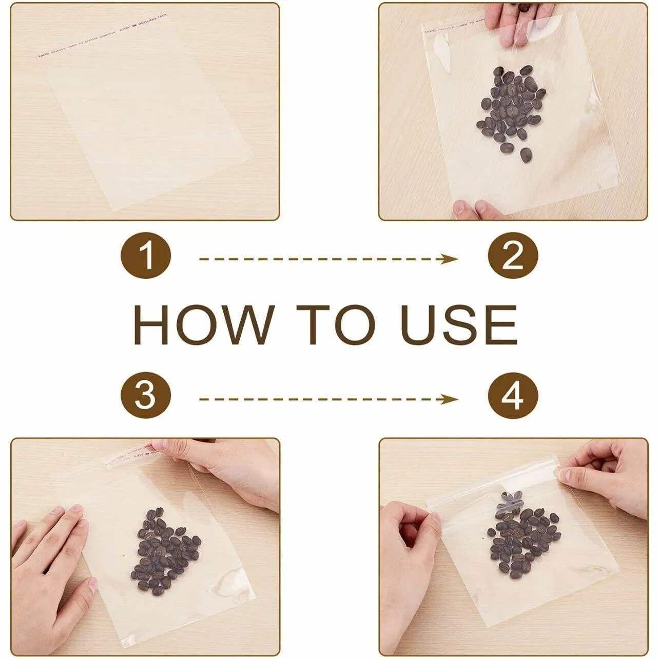 Self Seal Adhesive Cellophane Bags 100PCS OPP Clear